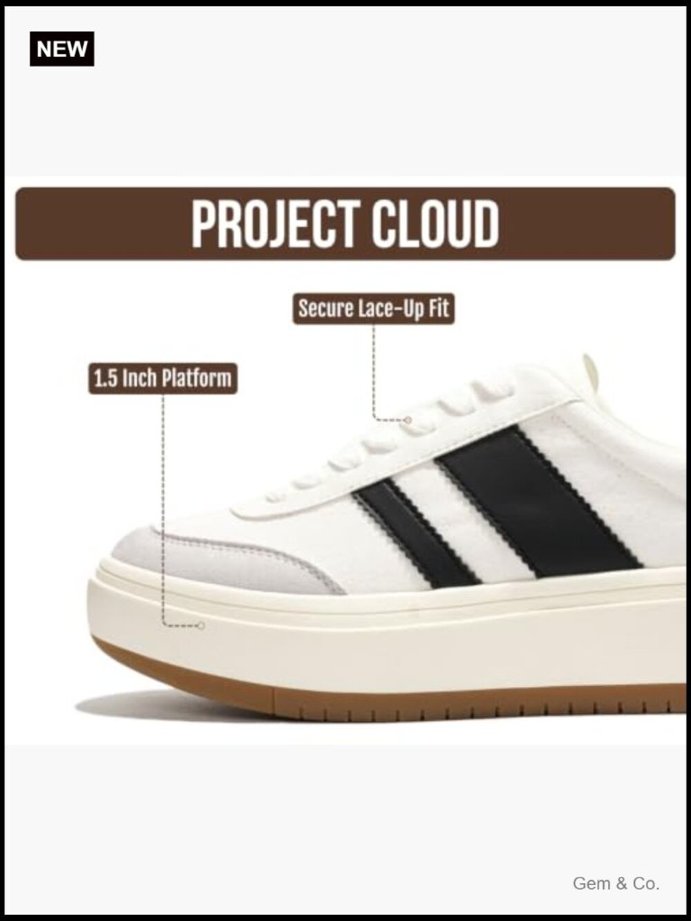 Platform Sneakers, Lightweight Memory Foam, Non-Slip, Lace-Up, Water Resistant - Picture 4 of 7